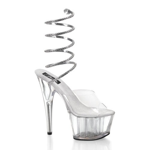 Transparente High Heel Pantoletten mit Spiralen