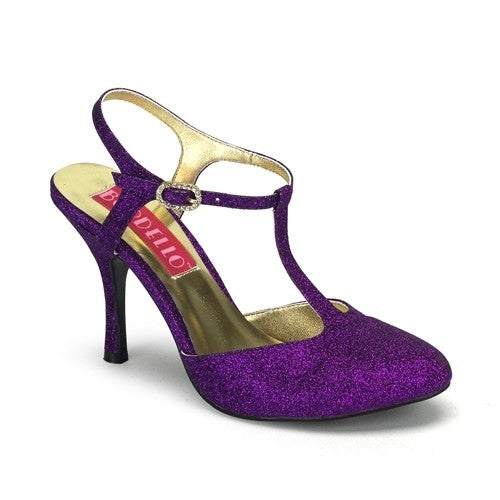 T-Strap High Heels violett