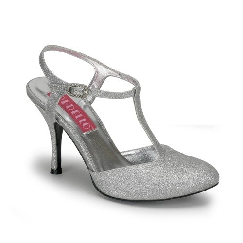 T-Strap High Heels silber