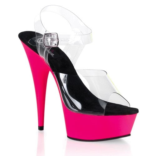 Neon Plateau-Sandalette mit klarem Oberteil