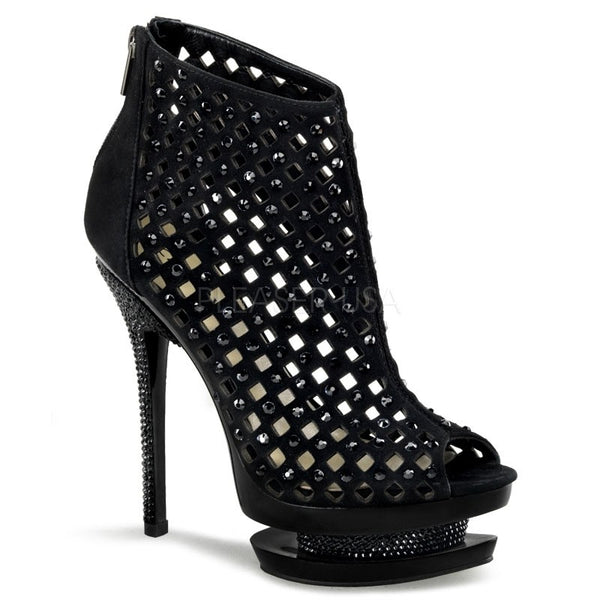 Wildleder Stiefelette im Cut-Out Stil mit Strass