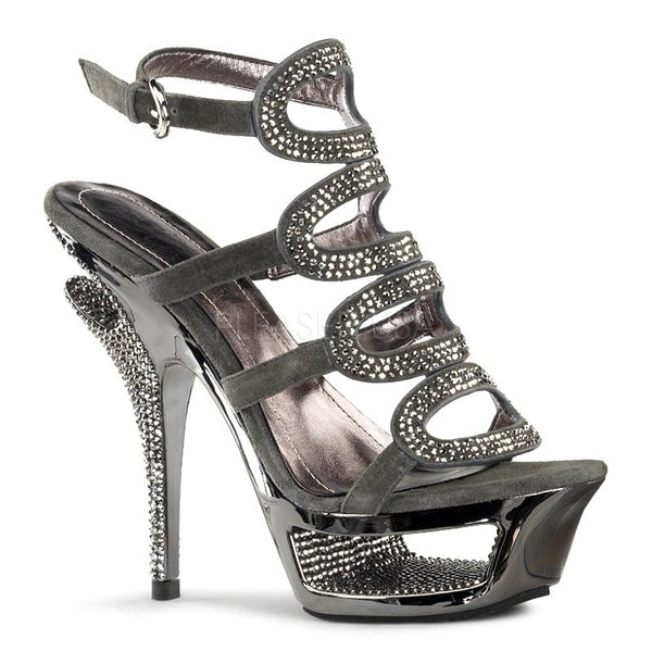 Luxuriöse Design-Plateau Riemchen-Sandalette mit Strass