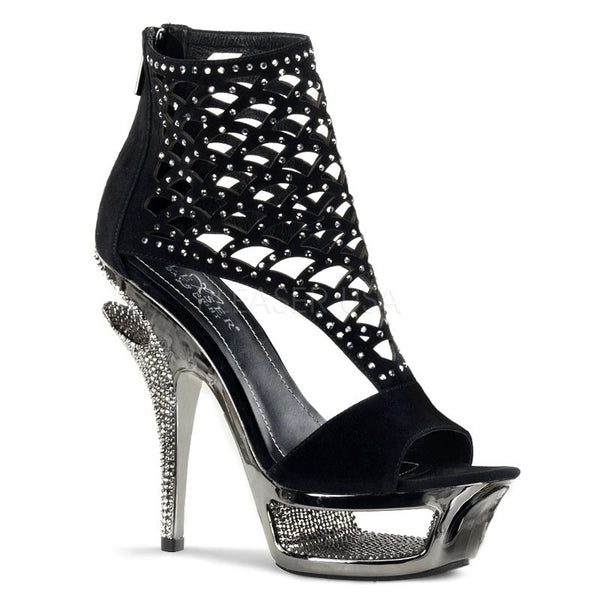 Pleaser Luxus Cut-Out-Plateau High-Heel Sandalette mit Strass