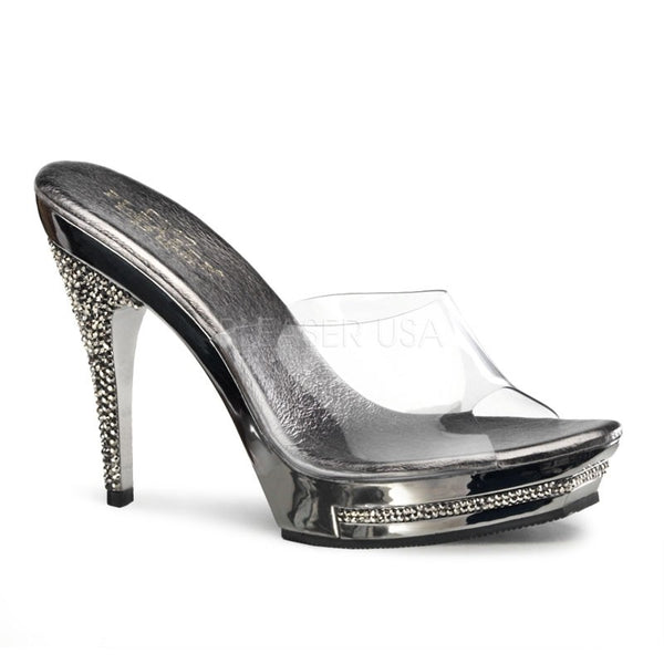 Elegante Pleaser Plateau-Pantoletten mit Strass