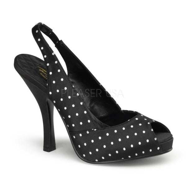 Slingback Plateau Open Toes High Heel Pumps gepunktet Satin