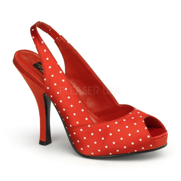 Slingback Plateau Open Toes High Heel Pumps gepunktet Satin