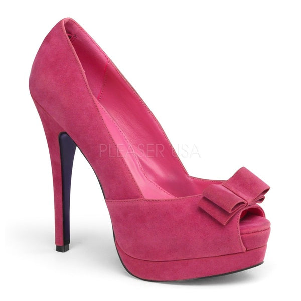 Plateau High Heel Peep Toe Pumps mit Schleife