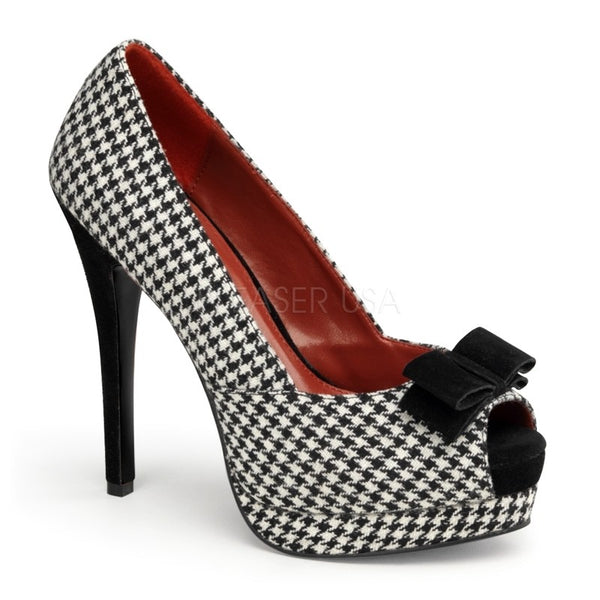 Sexy High Heel Peeptoe Pumps mit Plateau im Hahnentritt Muster