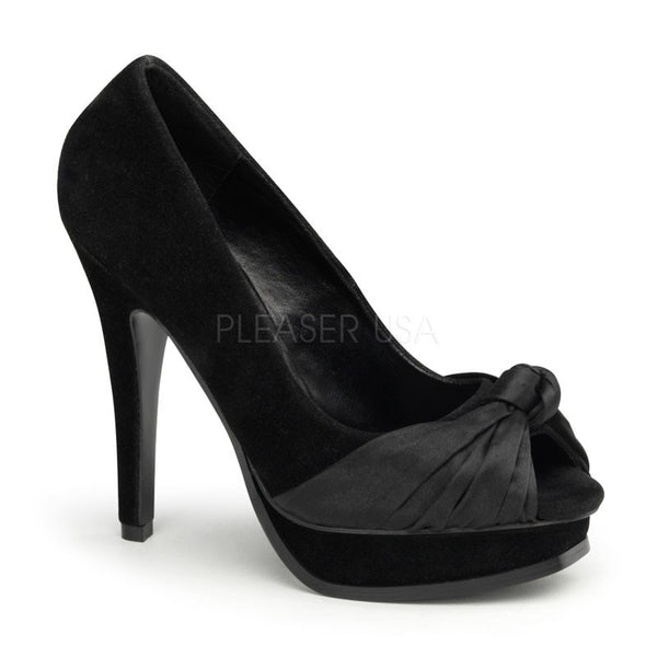schwarz farbene High-Heel Plateau-Pumps in Wildleder-Look