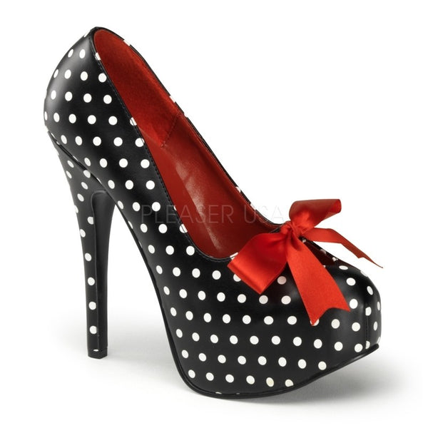Moderne Plateau High Heel Pumps gepunktet mit Schleife