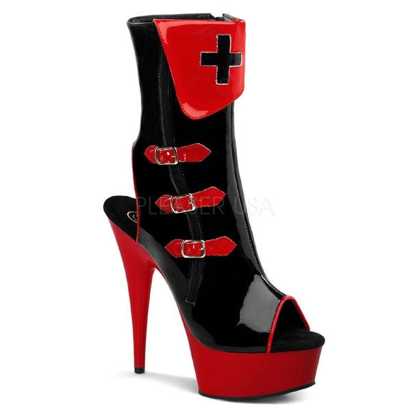 High Heel Plateau Stiefeletten mit offenen Zehen und offener Ferse