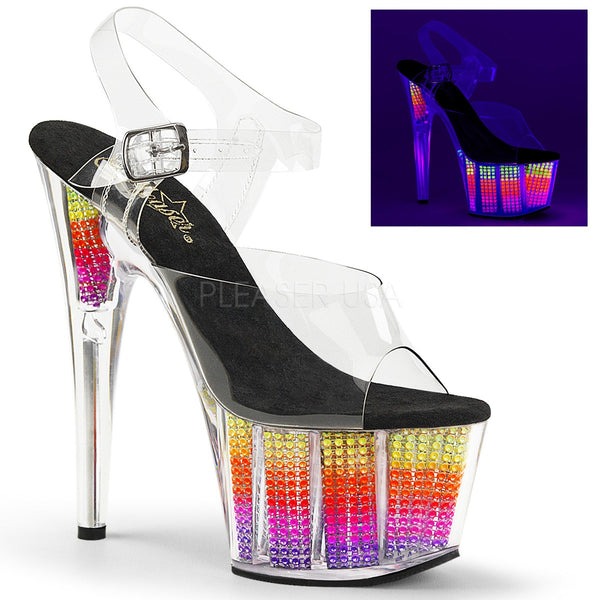 Neon Plateau-Sandalette mit klarem Oberteil