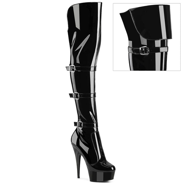 Overkneestiefel mit dreifacher Schnalle