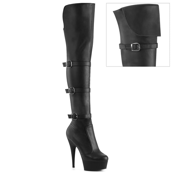 Overkneestiefel mit dreifacher Schnalle