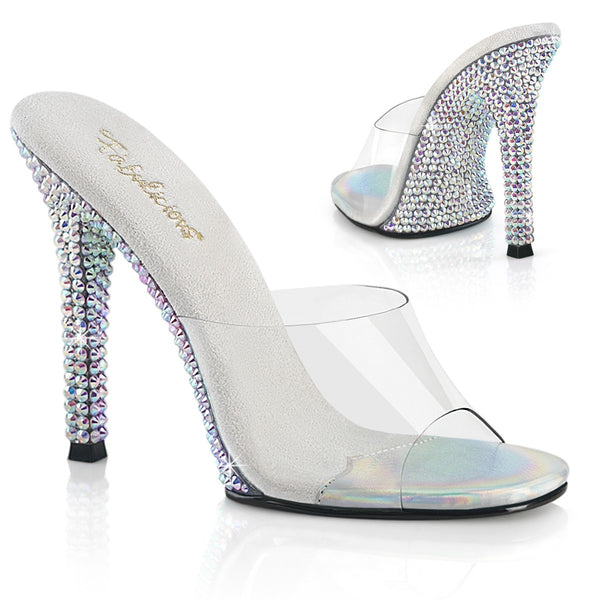 Pleaser Pantoletten mit grossen Strasssteinen