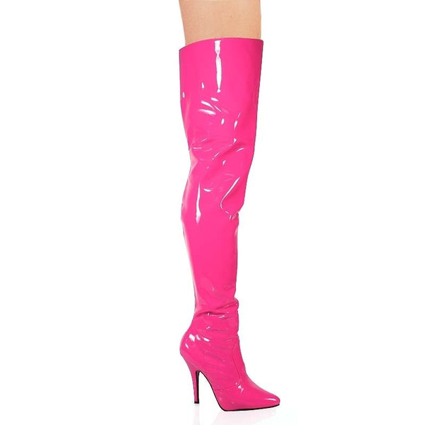 Overkneestiefel in Lack pink