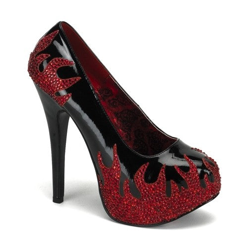 Plateau-Pumps im Flammendesign mit Strass