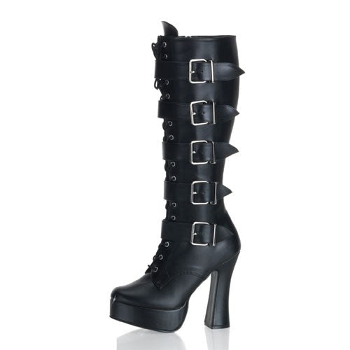 Kunstlederstiefel mit Schnallen und Schnürung