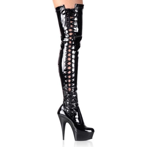 Pleaser Domina Lack Overkneestiefel