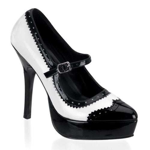 Pleaser Mary Jane Plateau Pumps schwarz-weiss