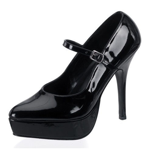 Pleaser Lack-Plateau-Pumps schwarz Mary Jane Style
