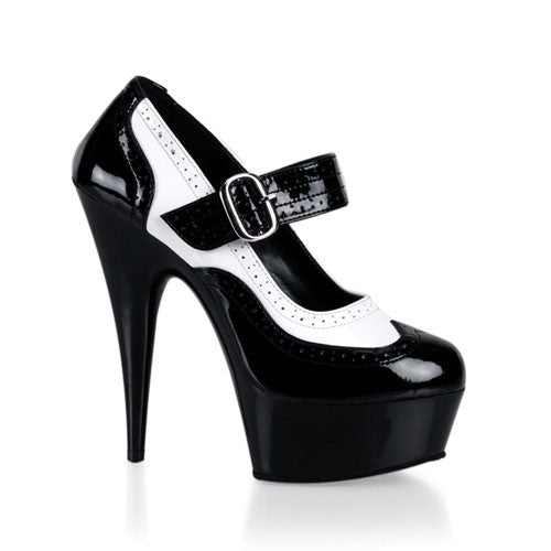 Schwarz-weisse Pleaser Plateau Pumps