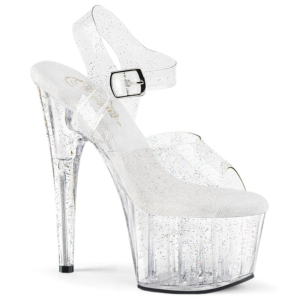 Pleaser Adore 708MMG Glitter Sandal - Clear