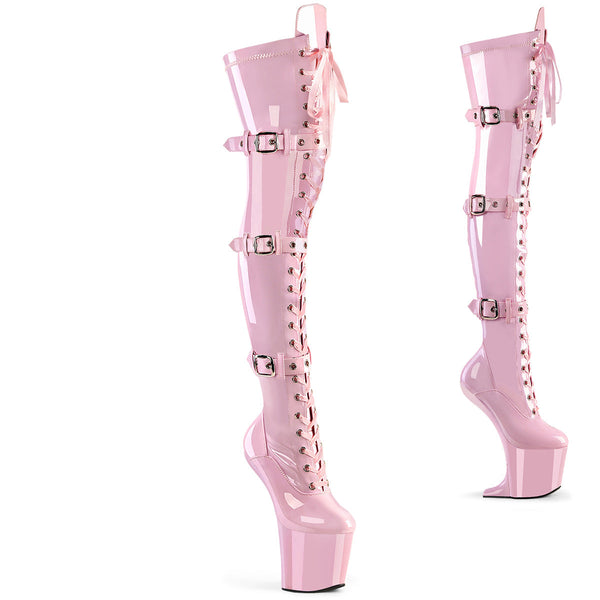 Pleaser Craze 3028 Lace-Up Boot - Baby Pink