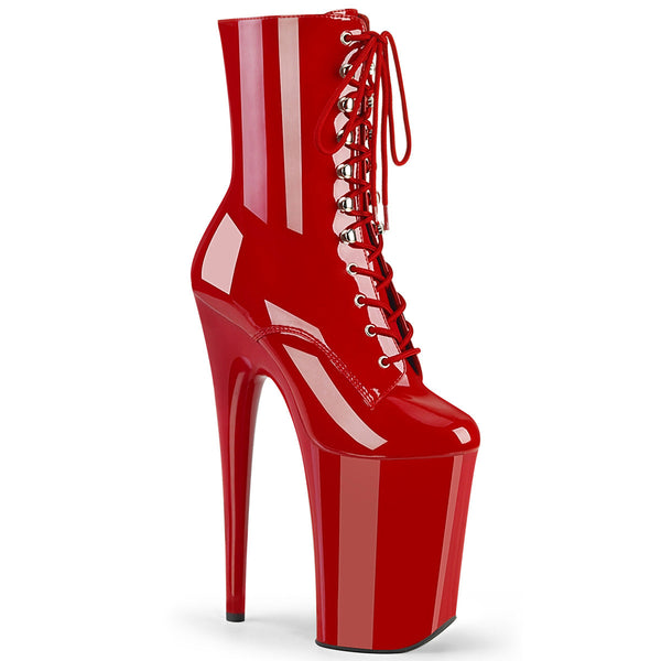 Pleaser Infinity 1020 Lace-Up Ankle Boot - Red