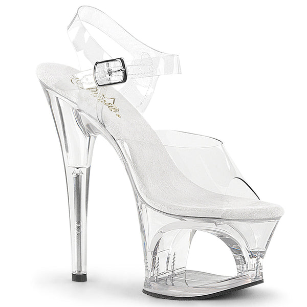Pleaser Moon 708 Strap Sandal - Clear