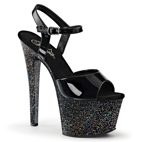 Pleaser Sky 309MG Glitter Sandal - Black