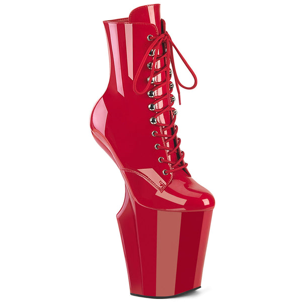 Pleaser Worship 1020 Lace-Up Ankle Boot - Red