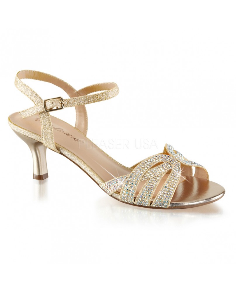 Gold Strass-Sandalette von Pleaser