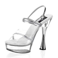 Plateau Sandaletten Chrom-Absatz und Strass