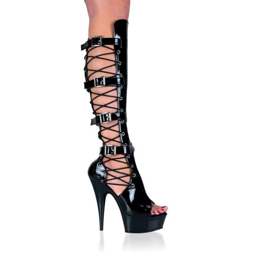 Sexy Schnür-Sandaletten in schwarz - Lack