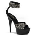 Schwarz Lack, Plateau Sandalette mit Nieten