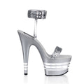 Plateau Sandaletten mit silberfarbenen Glitter