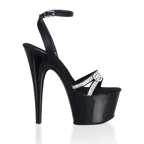Plateau Sandaletten aus Satin mit Strass