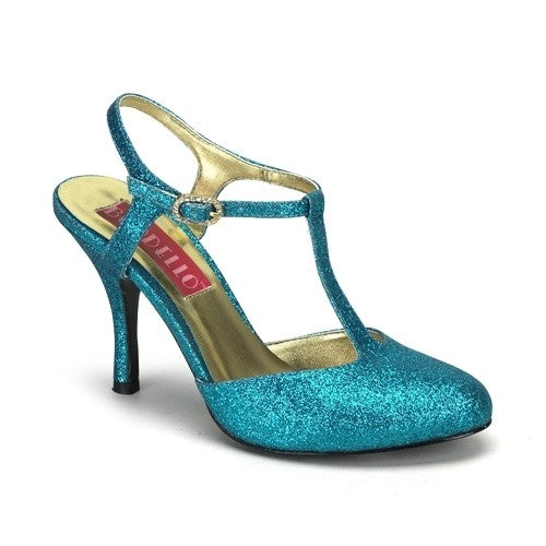 T-Strap High Heels türkis