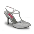 T-Strap High Heels silber