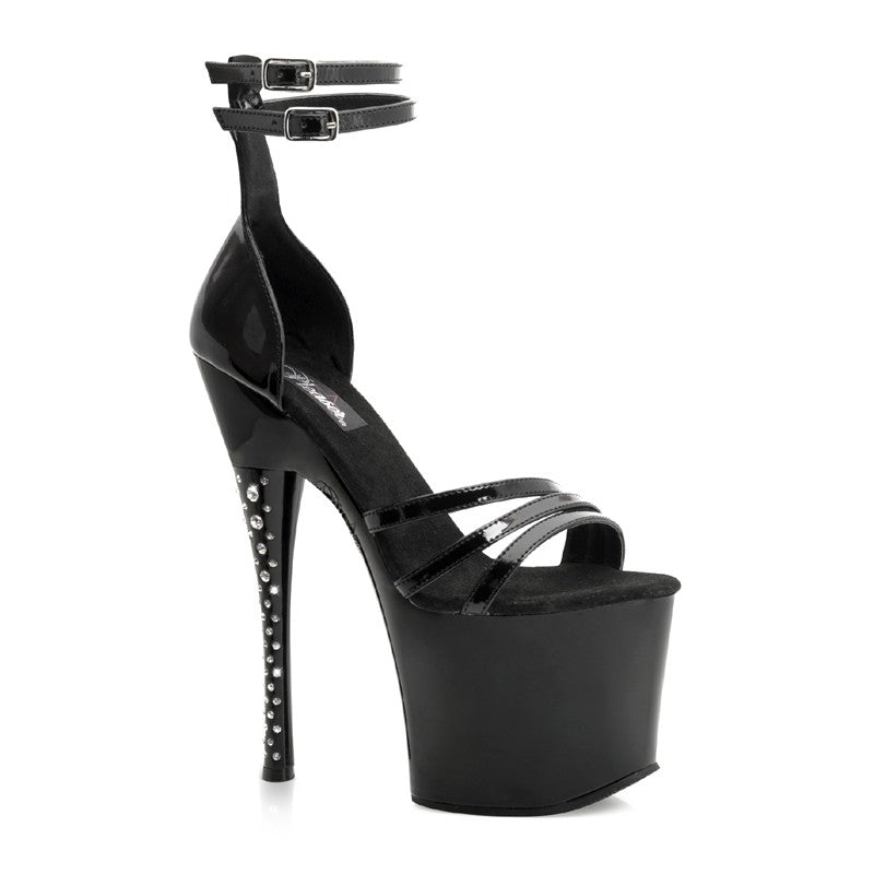 Pleaser Deluxe Plateau-Sandalette mit Strass und Fesselriemchen