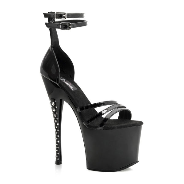 Pleaser Deluxe Plateau-Sandalette mit Strass und Fesselriemchen