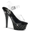 PLEASER Plateau Sandalette mit Strass - Klar / Schwarz