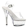PLEASER Plateau Sandalette mit Strass - Klar / Schwarz