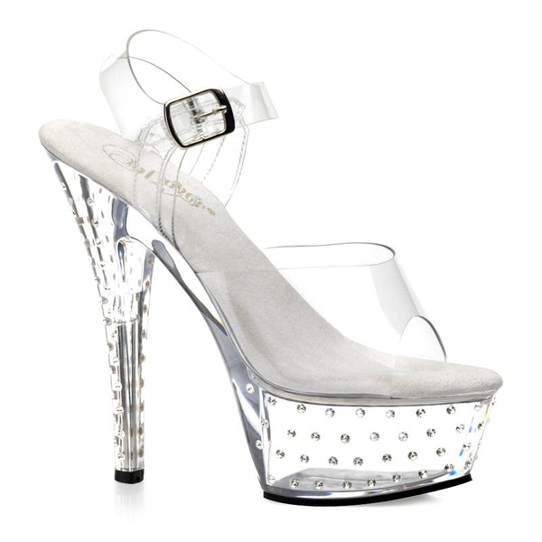 PLEASER Plateau Sandalette mit Strass - Klar / Schwarz