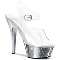 PLEASER Plateau Sandalette mit Strass - Klar / Schwarz