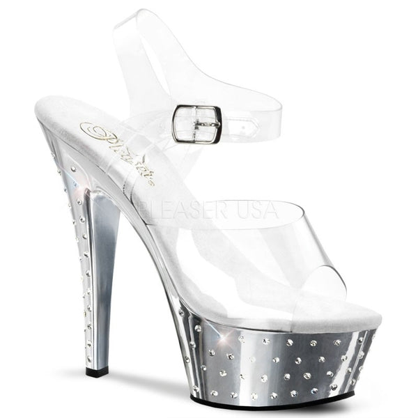 PLEASER Plateau Sandalette mit Strass - Klar / Schwarz