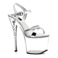 Pleaser Plateau Riemchen-Sandalette mit Strass-Absatz