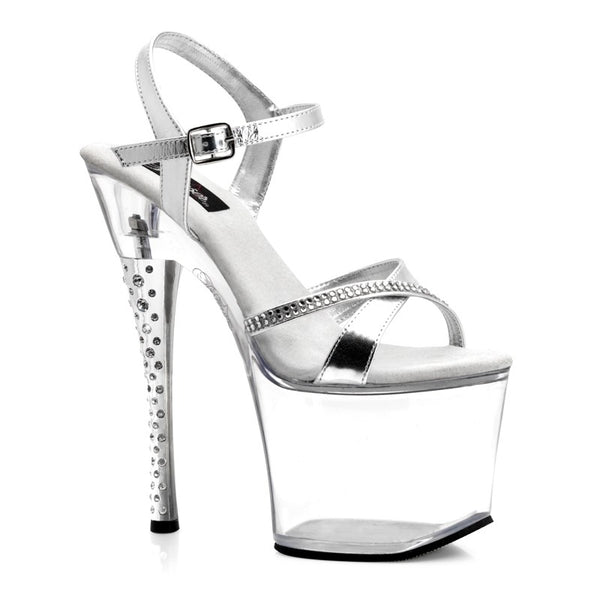 Pleaser Plateau Riemchen-Sandalette mit Strass-Absatz