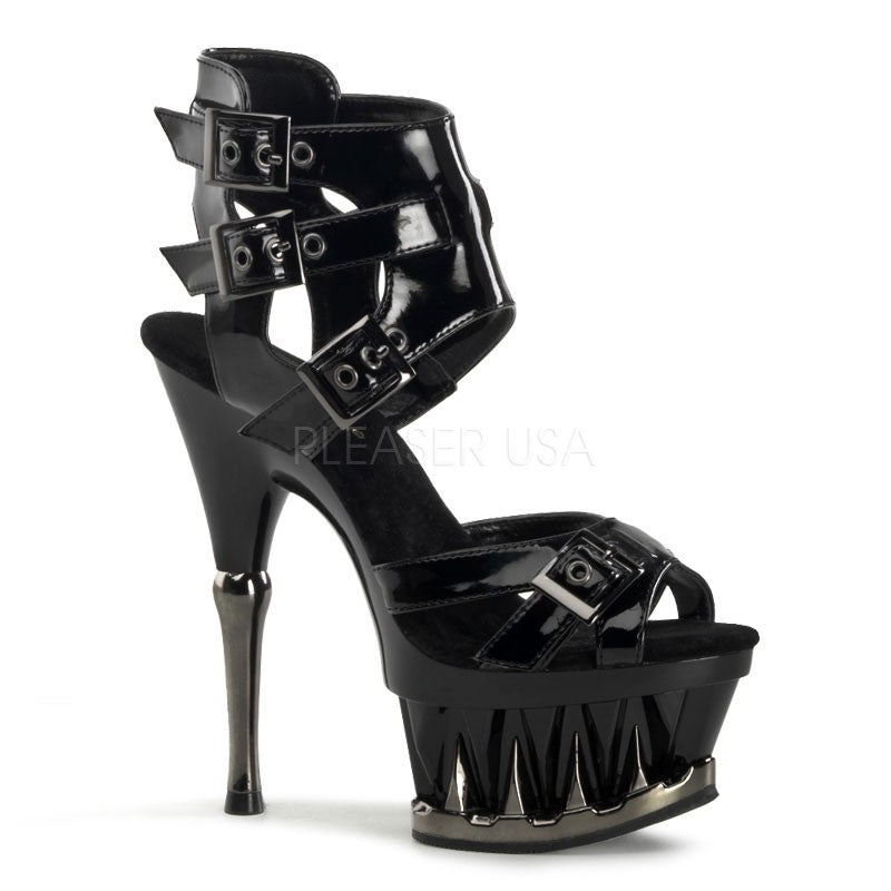 High-Heel Plateau Sandalette mit Zacken-Design